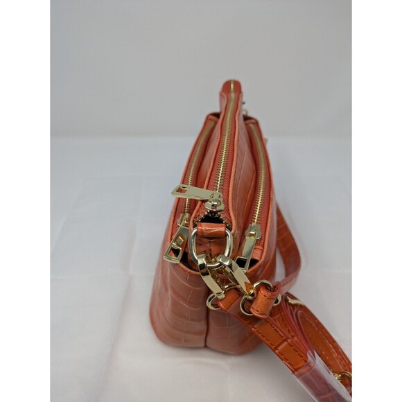 Divina Firenze Lilla Snake Skin Leather Papaya Convertible Handbag - Picture 4 of 8